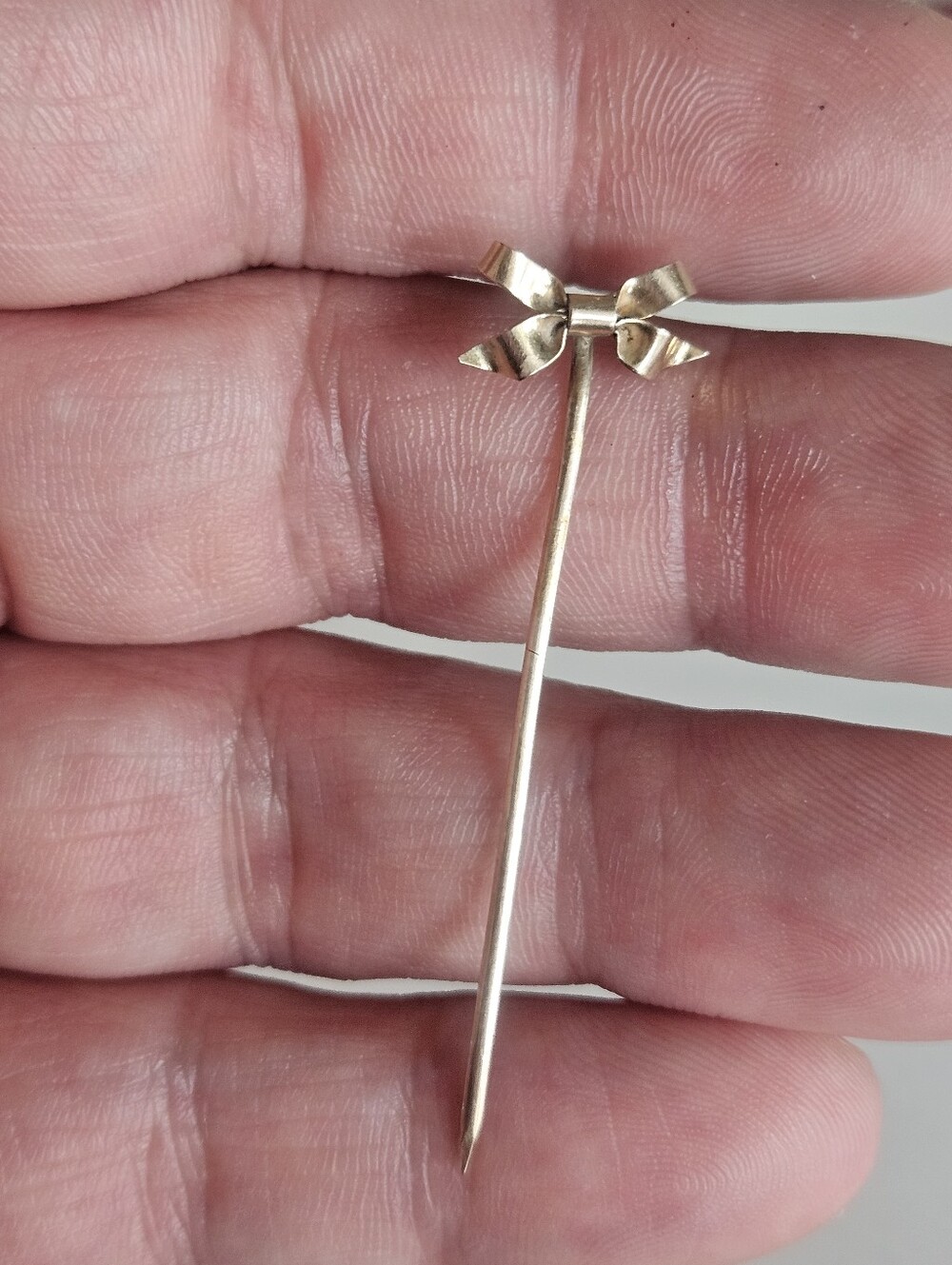Antique Victorian Solid 14k Yellow Gold Bow Stick Pin - Picture 3 of 5